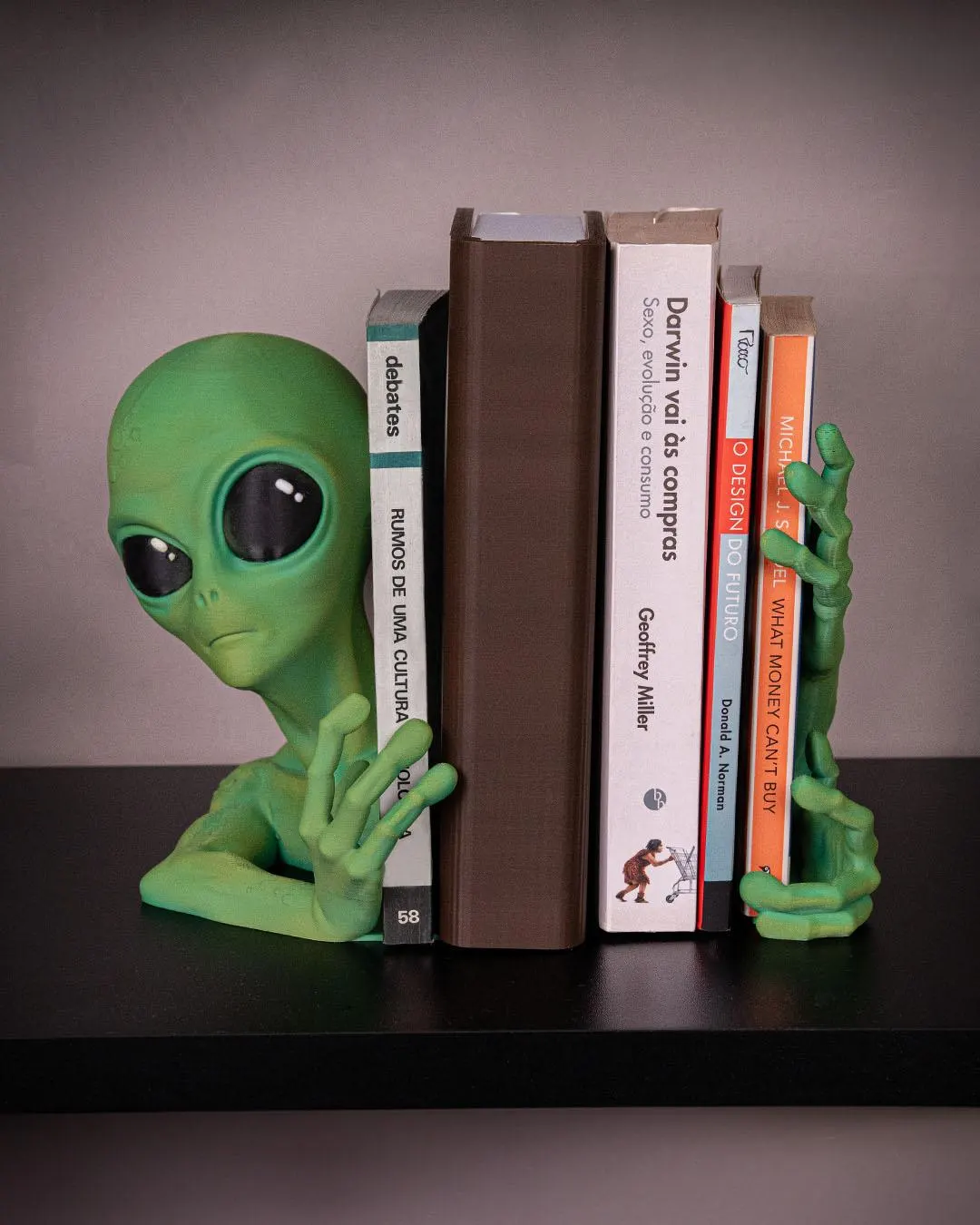Conjunto de suportes para livros Alienígenas – Decoração espacial para estante, par de suportes esquerdo e direito, companheiros de estante com tema de ficção científica, decoração para quarto geek